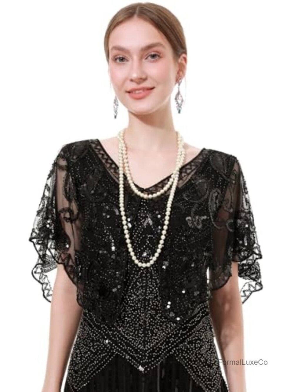 Sequin Flapper Shawl Wrap 1920s Gatsby Wedding Party